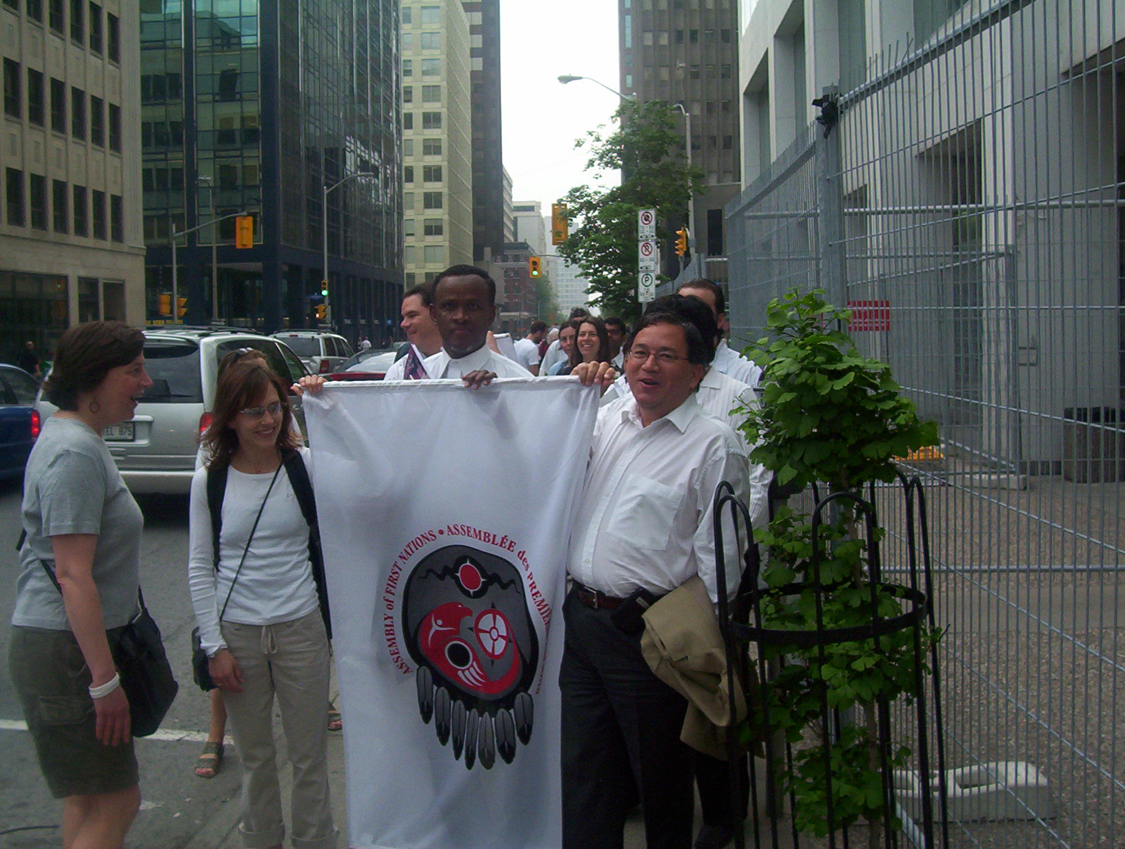 Abdiwahid Osman Haji marching with Assembly of First Nations Canada Indigenous