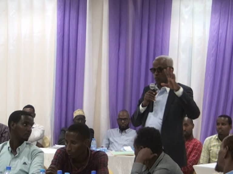 Abdiwahid Osman Haji speaking at event Somalia
